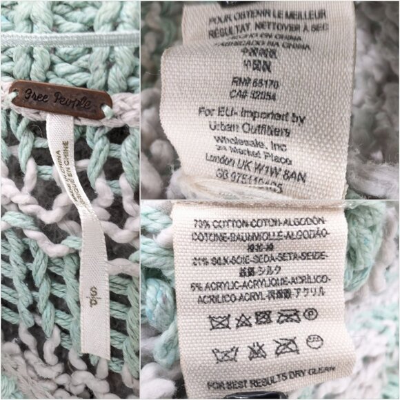 Free People Cloud Combo Sweater Womens Green Stripe Open Chunky Knit Size S - Picture 3 of 6